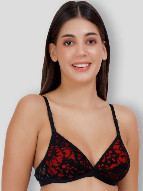 Net Embroided Half Coverage Lightly Padded Bra