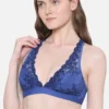 Non Padded Bridal Wear Medium coverage Lace Bralette - Dark Blue