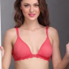 Non-Padded Non-Wired Front Open Plunge Bra in Coral Pink - Cotton Rich