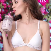 Non-Padded Non-Wired Front Open Plunge Bra in White - Cotton Rich