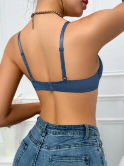 Women's Casual Blue Plain Fabric Push Up Bra