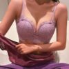 Women's Purple Lace Underwear Anti Sagging Sexy Lingerie Bra