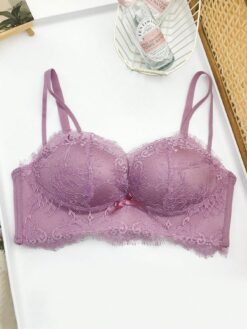 Women's Purple Lace Underwear Anti Sagging Sexy Lingerie Bra