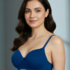 Blue Solid Non Wired Lightly Padded T shirt Bra