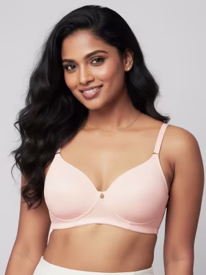 Cream Tan Textured Padded Bra