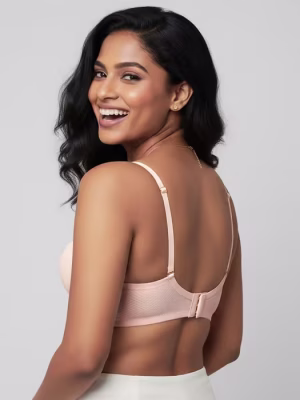 Cream Tan Textured Padded Bra