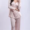 Crystal Swan Embellished Satin Pajama Set
