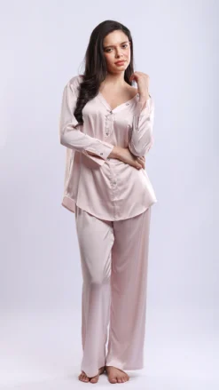 Crystal Swan Embellished Satin Pajama Set