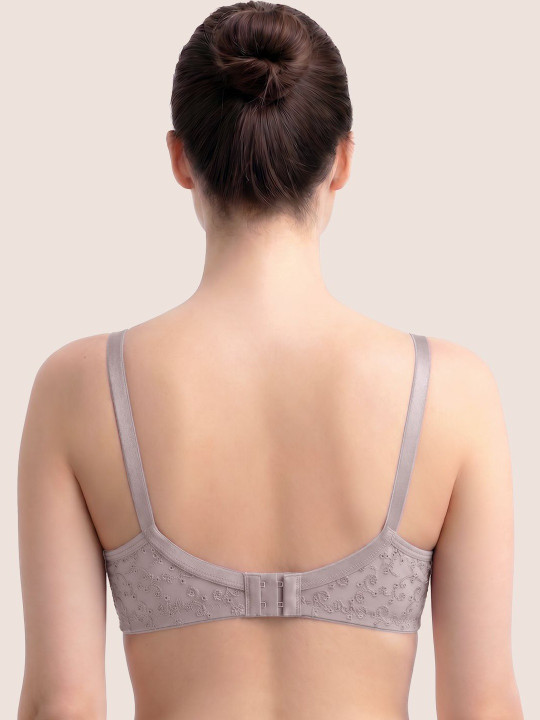 Full Coverage Grey Floral Bra