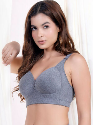 Full Coverage Lightly Padded Cotton Bra - Grey