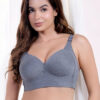 Full Coverage Lightly Padded Cotton Bra - Grey