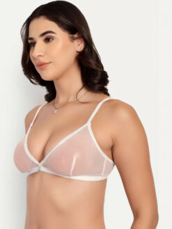 Full Coverage White Net Bra