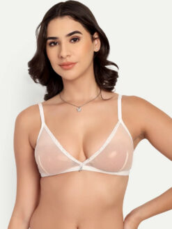 Full Coverage White Net Bra