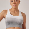 Low Impact Ombre Print Seamless Sports Bra in Light Grey with Removable Cups