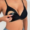 Maternity Solid Color Lace Trim Nursing Bra