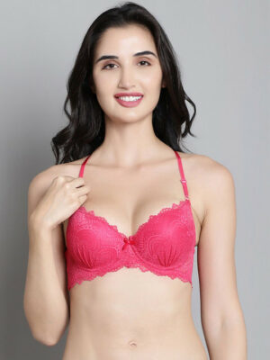 Medium Coverage Underwired Lightly Padded Bra - Pink