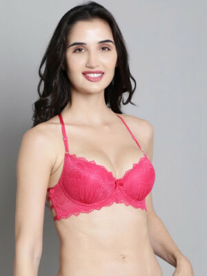 Medium Coverage Underwired Lightly Padded Bra - Pink