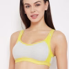 Medium Impact Non-Padded Full Coverage Sports Bra in Grey - Cotton Rich