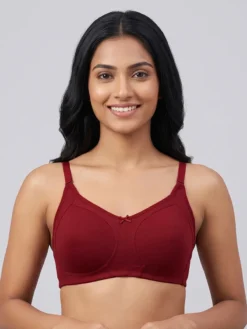 Non Padded Wirefree Fancy Bra - Maroon