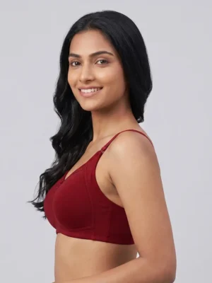Non Padded Wirefree Fancy Bra - Maroon