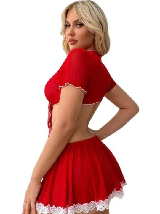 Non-Wired Low-Rise Lingerie Set - Red