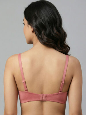 Padded Plunged Wired Medium Coverage Lace Bra - Dusty Cedar