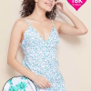 Pretty Florals Short Nighty in White- 100% Cotton