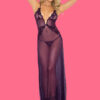 Purple Net Babydoll Long Nighty