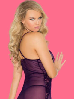 Purple Net Babydoll Long Nighty