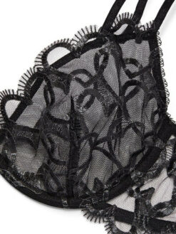 Sexy Shimmer Heart Embroidery Low-Cut Demi Embellished Bra