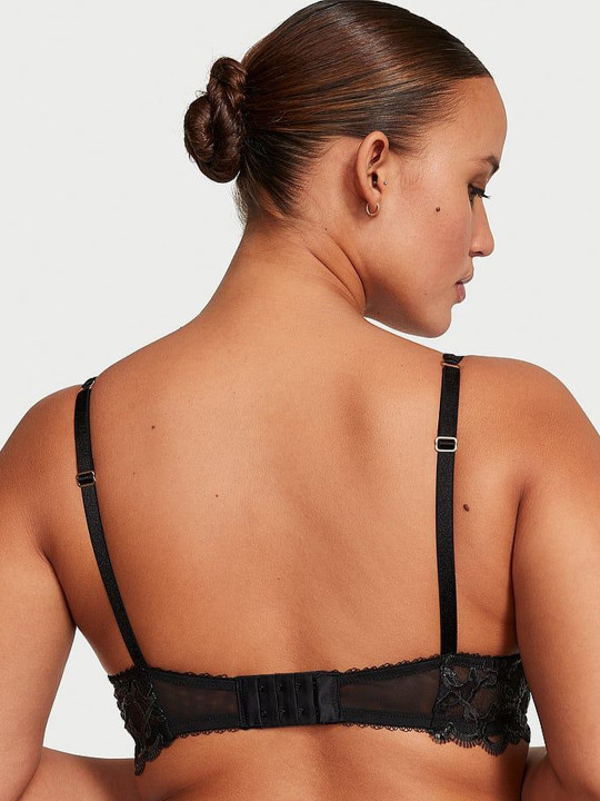 Sexy Shimmer Heart Embroidery Low-Cut Demi Embellished Bra