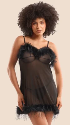 Sheer Mesh Babydoll & Robe Set