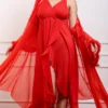 Sheer Mesh Long Nighty & Robe Set