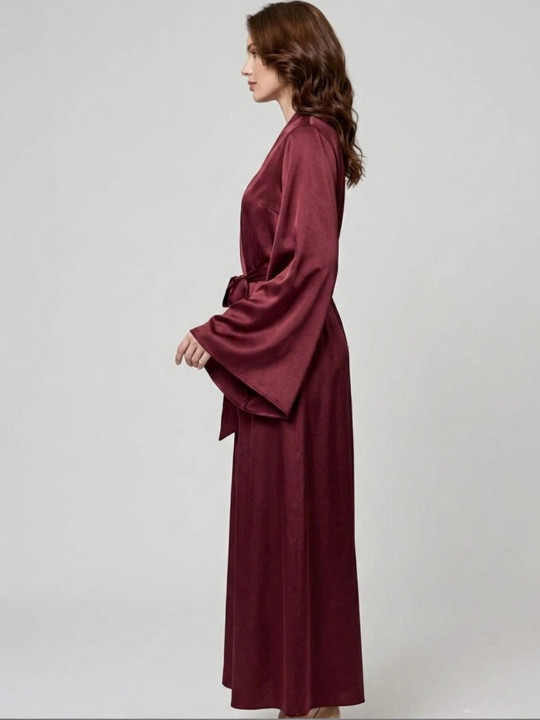 Women Long Satin Kimono Robe Baby Doll