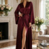 Women Long Satin Kimono Robe Baby Doll