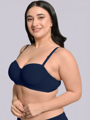 Bamboo Cotton Padded underwired Strapless Plus Size Bra