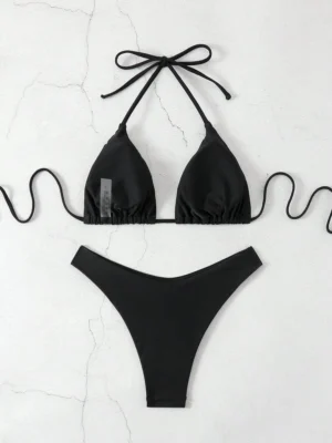 Basics V-Neck Halter Bikini Set