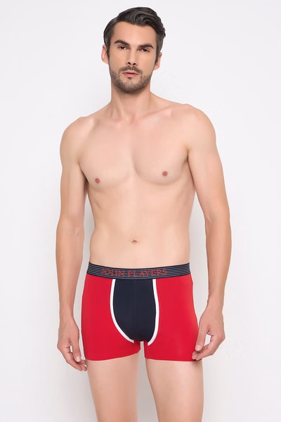 John Players Colourblocked Cotton Trunk in Red