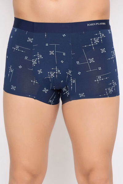 John Players Geometric Print Trunk in Navy Colour - Modal
