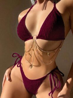 Sexy Women Summer Beach Solid Bikni Set