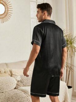 Solid Black Satin Men's Homewear Set