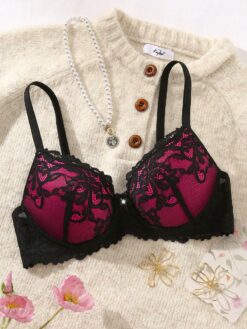 Women's Contrast Color Lace Underwire Bra