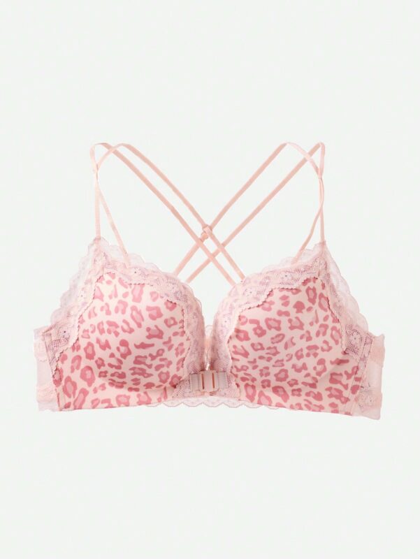 Women's Pink Front Closure Racerback Bra