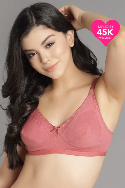 Full Coverage T-shirt Bra in Beige & Pink - Cotton