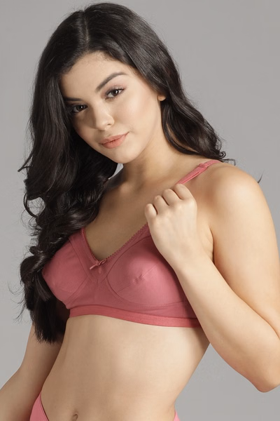 Full Coverage T-shirt Bra in Beige & Pink - Cotton