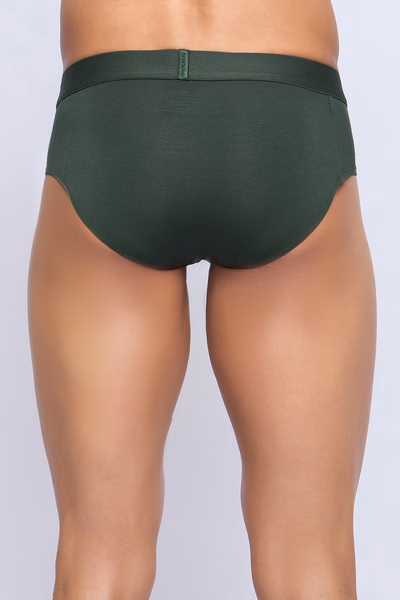 John Players Solid Brief in Olive Green - Modal