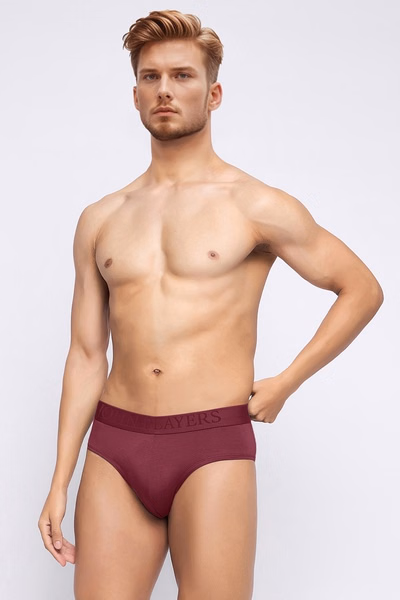 John Players Solid Brief in Wine - Modal