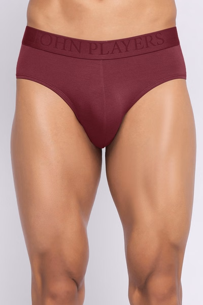 John Players Solid Brief in Wine - Modal