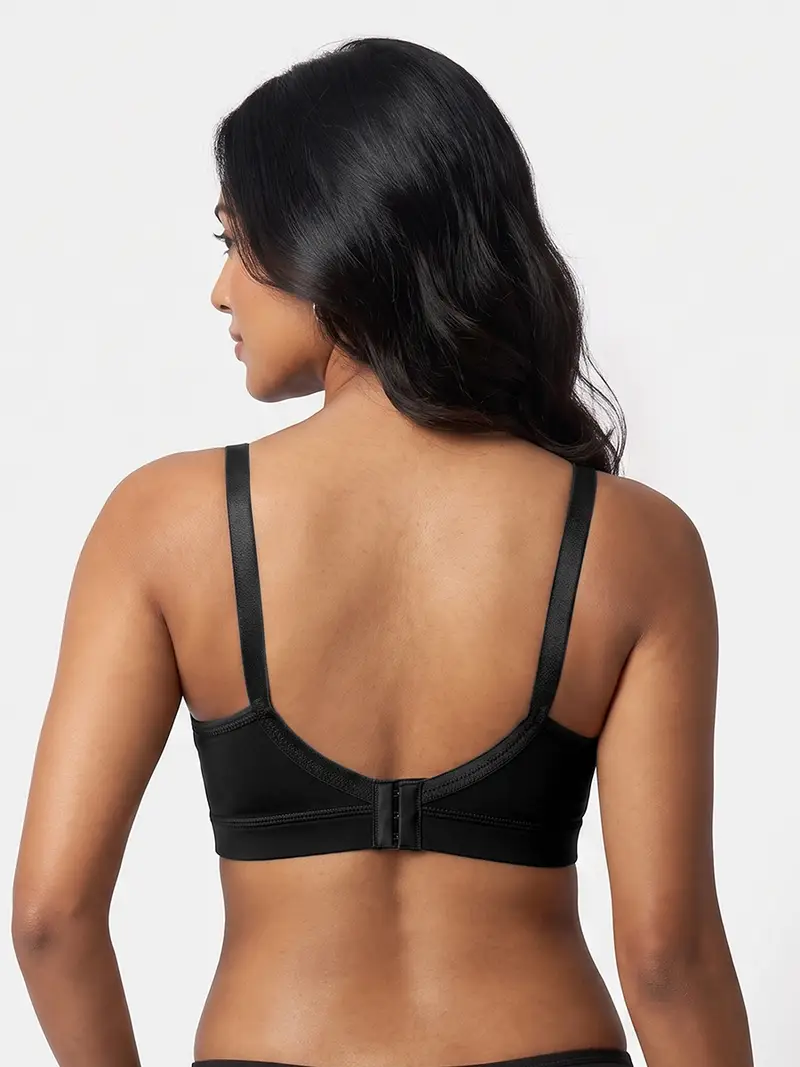 Non Padded Wirefree Casual Hi-Support No-Sag Coverage Everyday Bra - Black