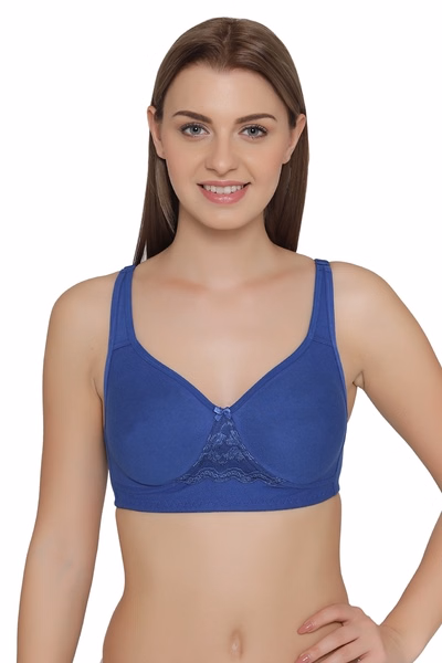 Non-Wired Full Coverage T-shirt Bra in Dark Blue - Cotton